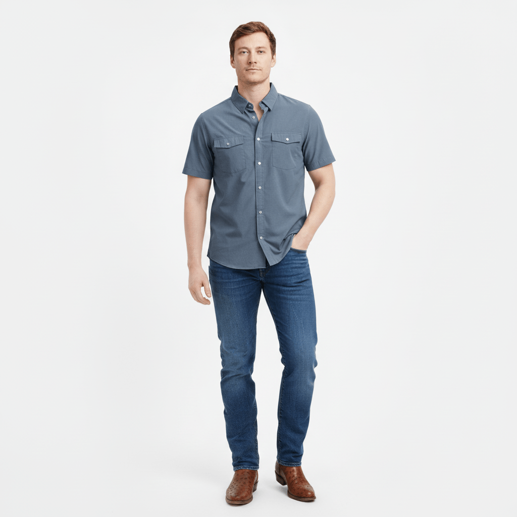 Men's Performance Short Sleeve Western Pearl Snap - Athletic Fit